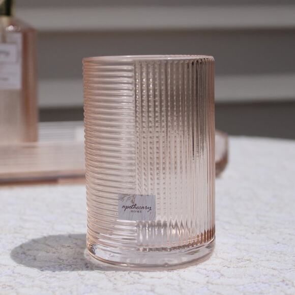 Apothecary Home Bathroom 5 Pc Colored Glass Accessory Collection Peachy Gold - Picture 12 of 16